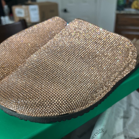 NIB Lauren Lorraine Lizzy Rose Gold Rhinestone Mules Sz 10 - Picture 3 of 7